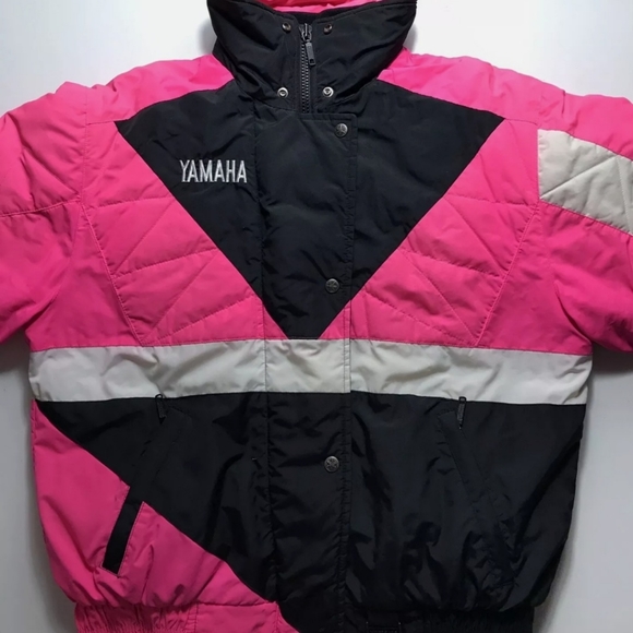 Vintage Women’s YAMAHA Ski Snowmobile Jacket Pink Rare 1990s Size Large Coat - Picture 3 of 9